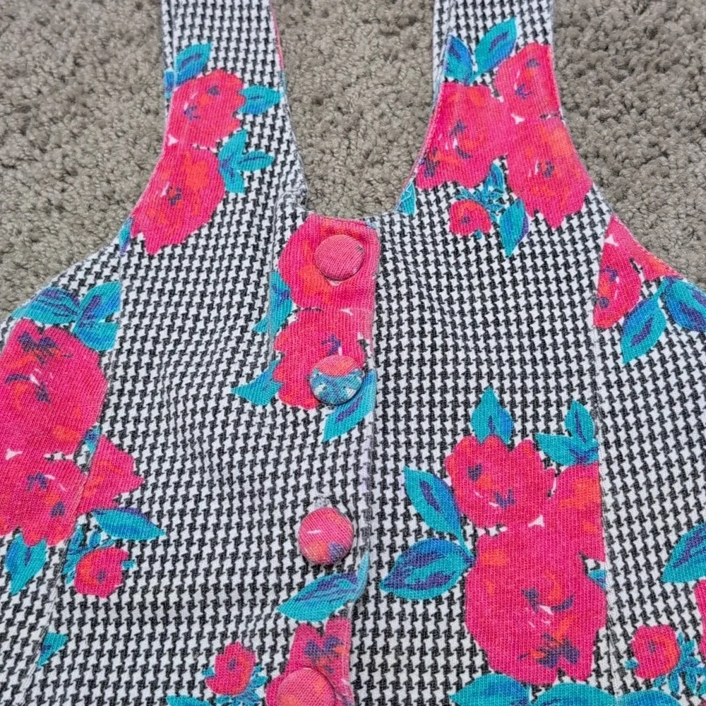Vintage Kids Dress Toddler Girl Size   4T‎ Hounds tooth And Roses